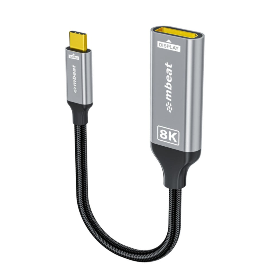 mbeat Tough Link 8K USB-C to DP Adapter - Space Grey USB-C (male) to DisplayPort (female) Up to 32.4Gbps (DisplayPort 1.4) mbeat Tough Link 8K USB-C to DP Adapter - Space Grey USB-C (male) to DisplayPort (female) Up to 32.4Gbps (DisplayPort 1.4)